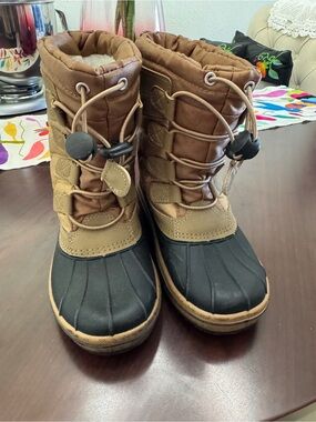 Kids Brown and Black Winter Snow Boots - Durable Insulated Footwear